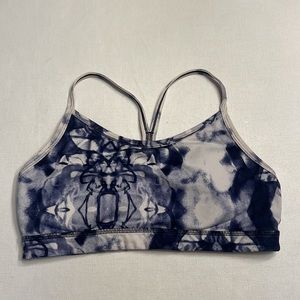 lululemon athletica Flow Y Bra IV Blue and White Sports Bra